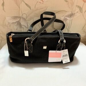 LINA Black Woven Lined Shoulder Bag NWT